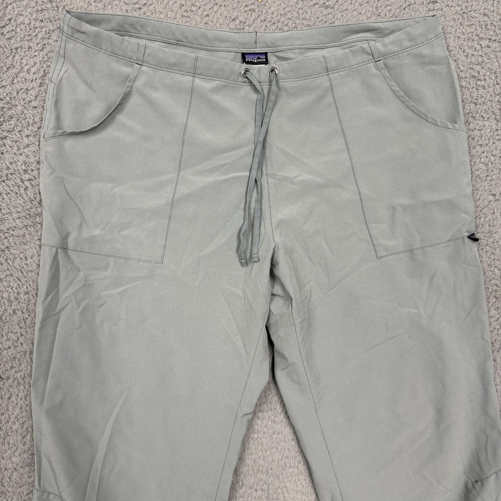 Patagonia Pants‎ Womens 12 Green Capri Drawstring Waist Lightweight Stretch - Picture 2 of 13